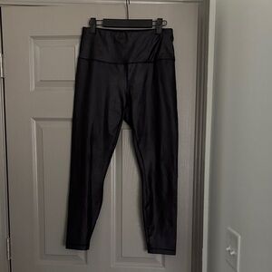 Black Metallic Women's Leggings, Full Length